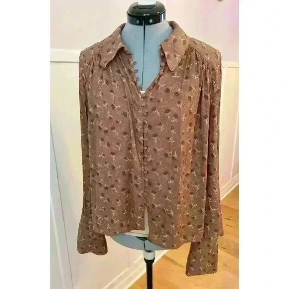 Free People Button Down Floral Shirt size Small - Picture 1 of 6